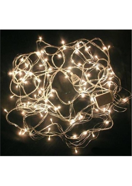 10MT Beyaz 100 LED Fişli Noel Parti Yılbaşı Ağaç Dekoratif Aydınlatma Lambası Animasyonlu Süsleme