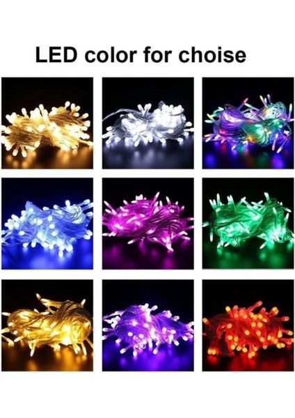 10MT Rgb 100 LED Fişli Noel Parti Yılbaşı Ağaç Dekoratif Aydınlatma Lambası Animasyonlu Süsleme