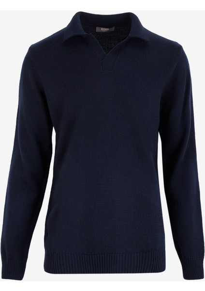 Lacivert Erkek Polo Basic Düz Kazak PBF4WM-KZK 5030