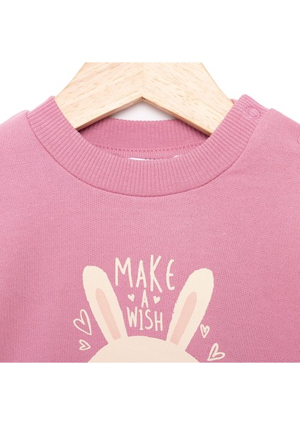 HelloBaby Basic Az Şardonlu Tavşan Desenli Sweatshirt Kız Bebek