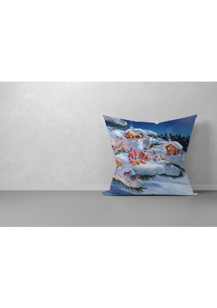 Kırmızı Noel ve Yılbaşı Desenli Süet Kırlent Kılıfı 43x43cm, Hediye Seçeneği modelleri