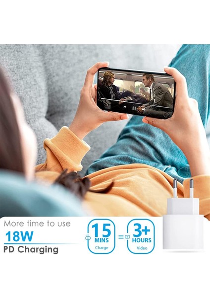 Hufy, 18W Apple iPhone Hızlı Şarj Adaptörü x Xs Xr 11 12 13 14 Pro Max Mini Plus Uyumlu Type-C Adaptör. Beyaz