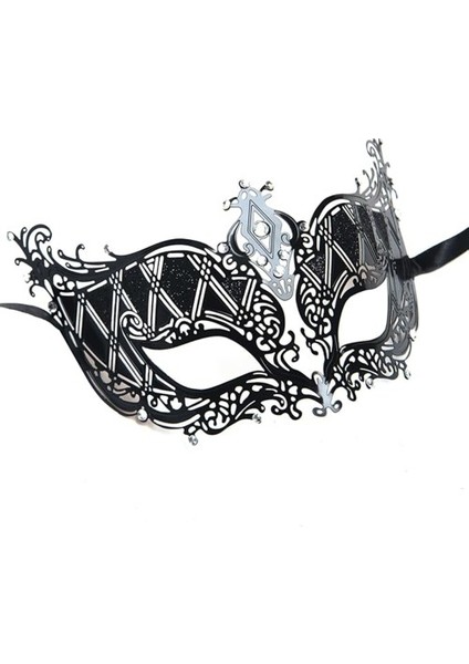 Kristal Gümüş Taşlı Siyah Lazer Kesim Metal Lüks Maske fiyatları
