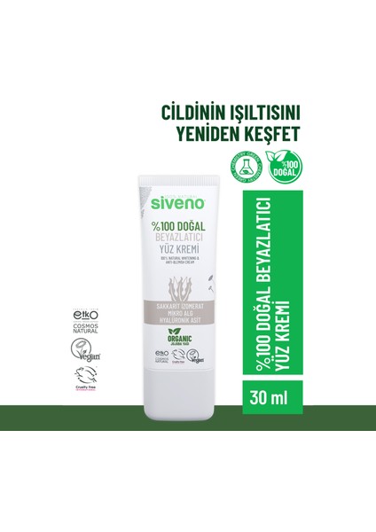 %100 Doğal Yüz Kremi Beyazlatıcı Aydınlatıcı Canlandırıcı etkili 30 ml