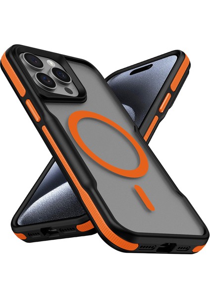 iPhone 14 Pro Max Kılıf Magsafe Özellikli Renkli Kenarlı ve Airbag Şeritli Lamer Kapak