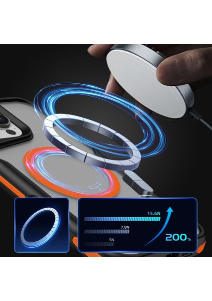 iPhone 16 Pro Max Kılıf Magsafe Özellikli Renkli Kenarlı ve Airbag Şeritli Lamer Kapak