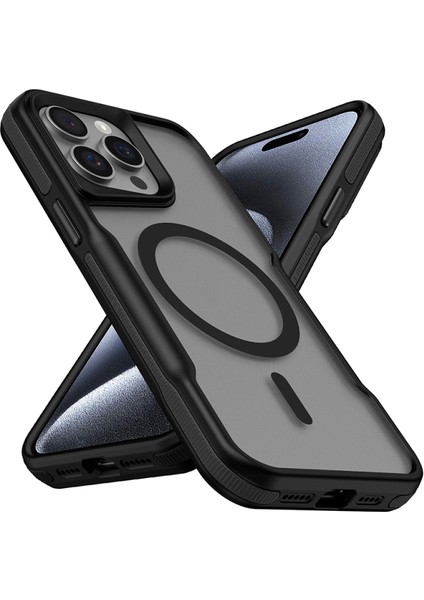 iPhone 14 Pro Max Kılıf Magsafe Özellikli Renkli Kenarlı ve Airbag Şeritli Lamer Kapak
