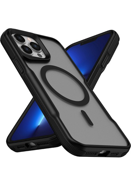 iPhone 13 Pro Max Kılıf Şeritli ve Airbaglı Bogo Magsafe Kapak