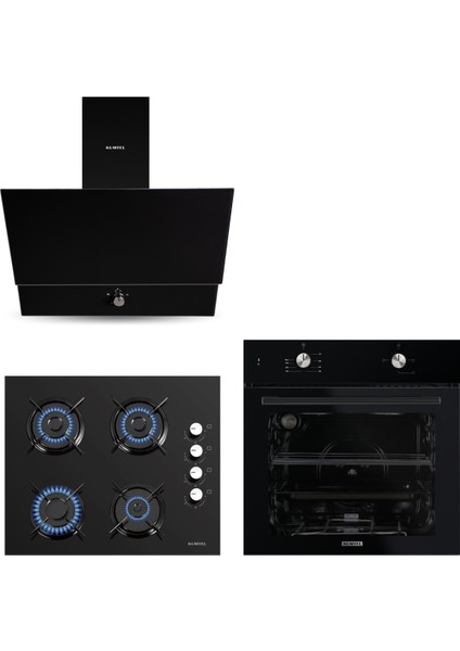 Home Siyah Cam Ankastre Set