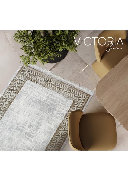 Victoria Koleksiyonu Viskon Akrilik Dokuma Lüks Saçaklı Halı 6004 Gold