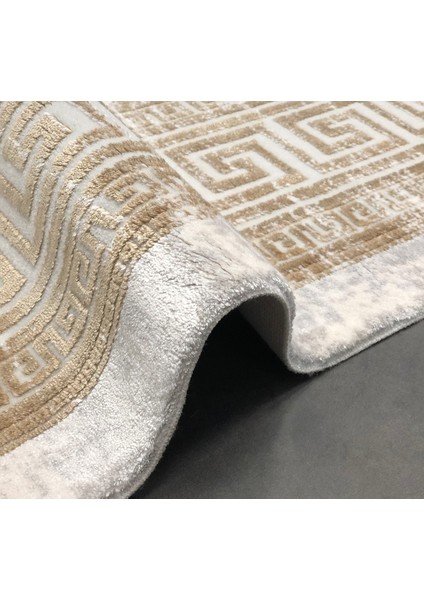 Victoria Koleksiyonu Viskon Akrilik Dokuma Lüks Saçaklı Halı 6004 Gold modelleri