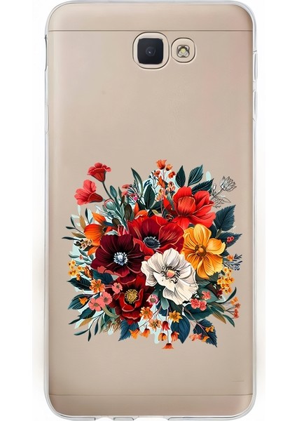 Samsung Galaxy J7 Prime Uyumlu Çiçek Buketi Desenli Silikon Kılıf