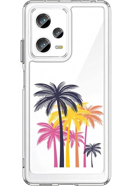 Xiaomi Redmi Note 12 Pro 5g Uyumlu Palmiye Ağaçları Desenli Silikon Kılıf
