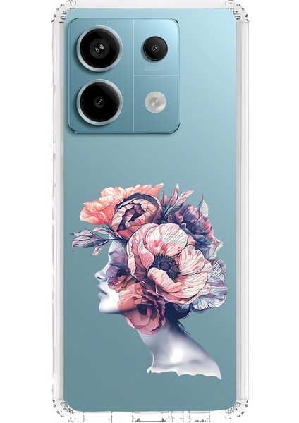 Xiaomi Redmi Note 13 Pro 5g Uyumlu Çiçek Kadın Desenli Silikon Kılıf