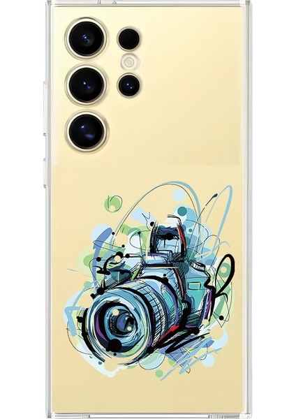 Samsung Galaxy S24 Ultra Uyumlu Fotoğraf Kamerası Desenli Silikon Kılıf