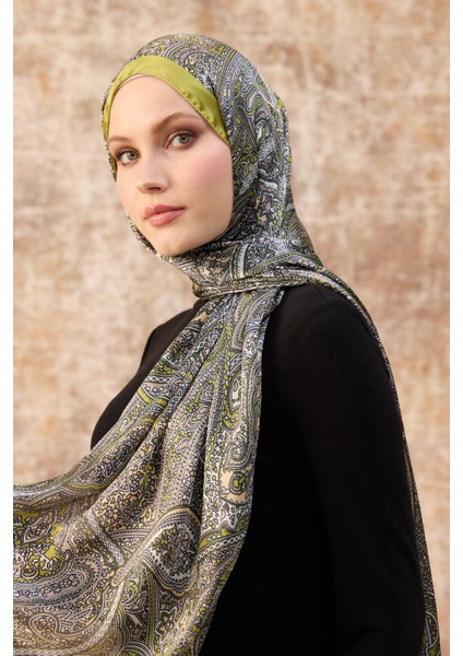 Yağ Yeşili Hint Vual Şal - 5003-12