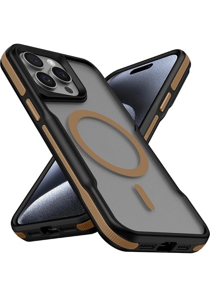 Apple iPhone 15 Pro Kılıf Magsafe Şarj Özellikli Renkli Military Airbag Şeritli Redclick Lamer Kapak