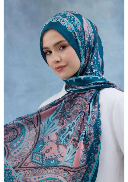 Turkuaz Hint Vual Şal - 5006-09