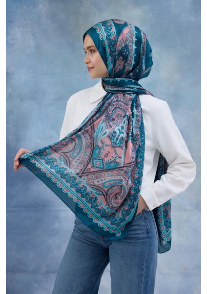 Turkuaz Hint Vual Şal - 5006-09