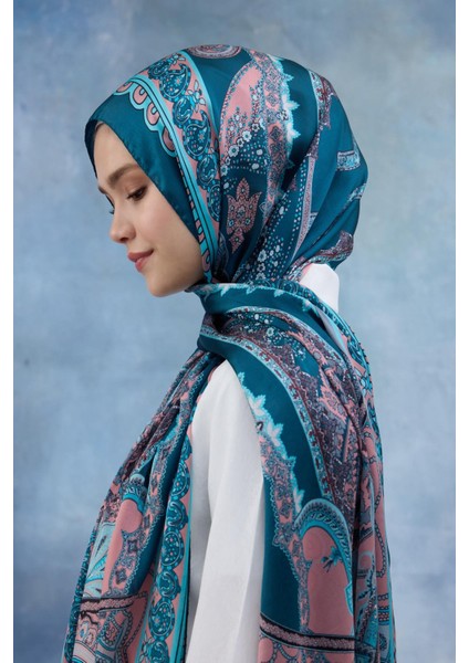Turkuaz Hint Vual Şal - 5006-09