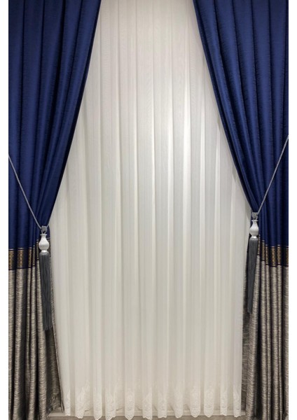 Üst Kalite Etek Nakışlı (1/3 Sık Pile) Kırık Beyaz Tül Perde modelleri