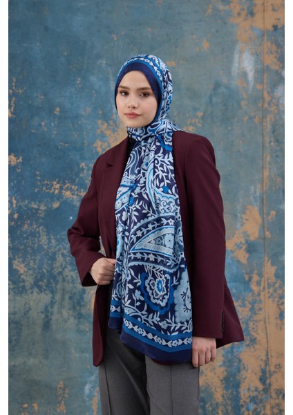 Mavi Hint Vual Şal - 5004-01