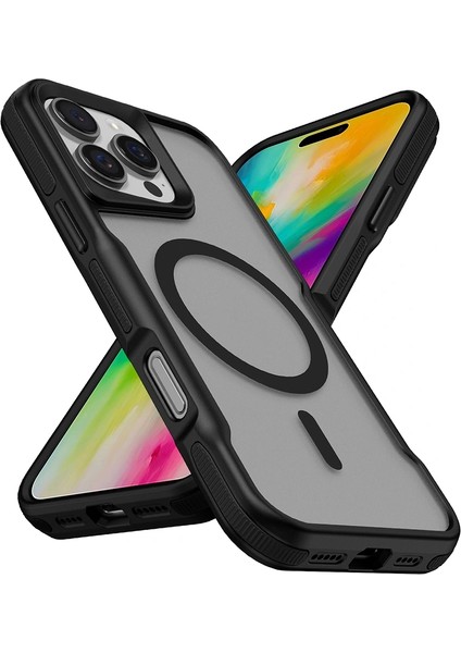 Apple iPhone 16 Pro Kılıf Magsafe Şarj Özellikli Military Airbag Şeritli Redclick Lamer Kapak