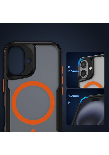 Apple iPhone 16 Plus Kılıf Magsafe Şarj Özellikli Military Airbag Şeritli Redclick Lamer Kapak
