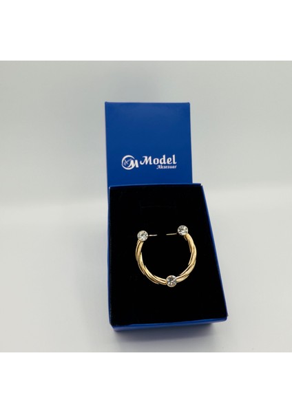 Burgulu Tasarım Taşlı Gold Broş fiyatları