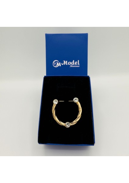 Burgulu Tasarım Taşlı Gold Broş fırsatları