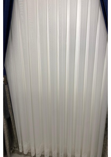 Üst Kalite Etek Nakışlı (1/3 Sık Pile) Kırık Beyaz Tül Perde fırsatları