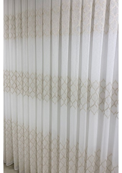 Dantel Belinda Baklava Desenli (1/3 Sık Pile) Ekru Tül Perde fırsatları