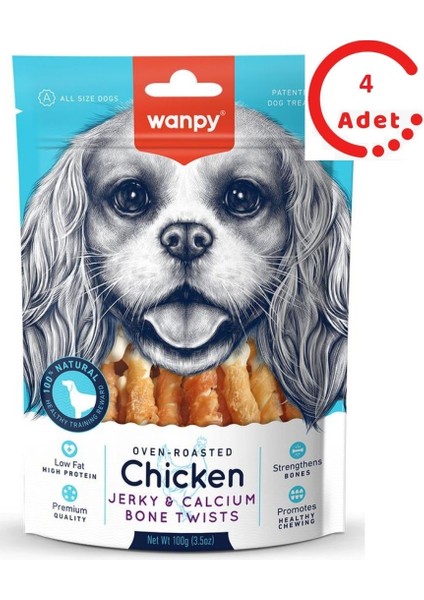 Kalsiyumlu Gerçek Tavuk Sargili Köpek Ödülü 100 gr x 4 Adet