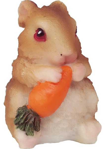 Heykelcik Heykeli Pasta Üstü Mini Tavşan Heykeli, Havuç Yiyor A-Havuç Yiyor (Yurt Dışından)