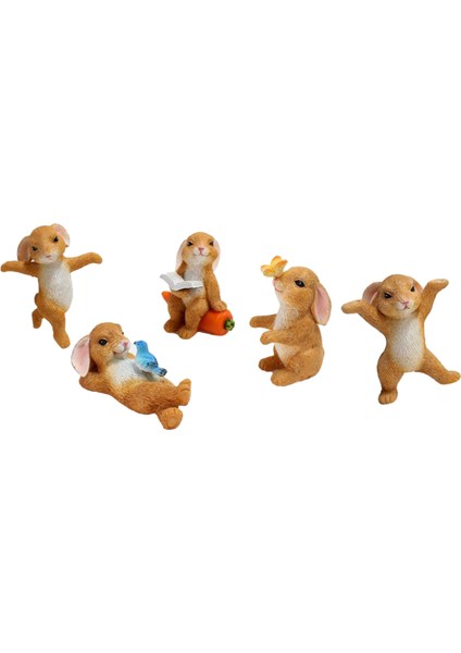 5x Tavşan Minyatür Peri Figürleri Koleksiyonu Ev Dekorasyonu El Sanatları Minyatür (Yurt Dışından)