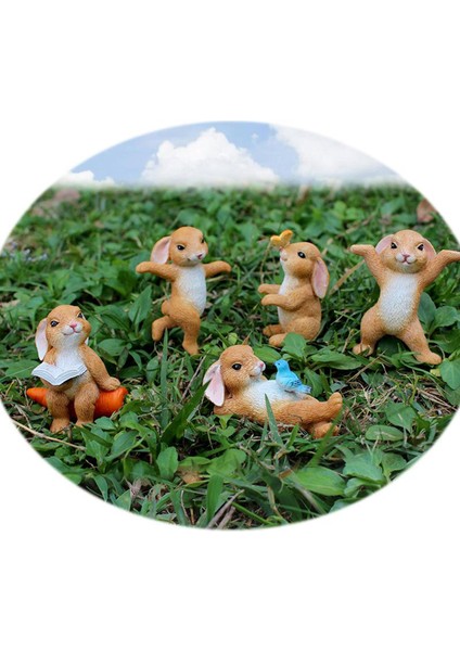5x Tavşan Minyatür Peri Figürleri Koleksiyonu Ev Dekorasyonu El Sanatları Minyatür (Yurt Dışından) modelleri