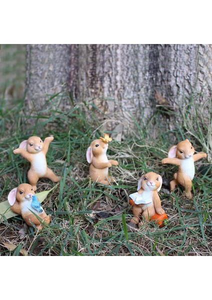 5x Tavşan Minyatür Peri Figürleri Koleksiyonu Ev Dekorasyonu El Sanatları Minyatür (Yurt Dışından) fırsatları