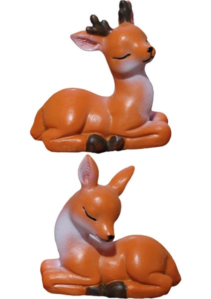 2 Karikatür Minyatür Geyik Figürleri Peri Aksesuarları Geyik Süsü (Yurt Dışından)