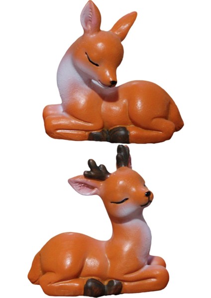 2 Karikatür Minyatür Geyik Figürleri Peri Aksesuarları Geyik Süsü (Yurt Dışından) indirimleri