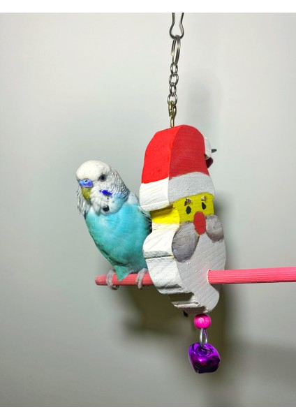 Şapkalı Çanlı Noel Baba Figürlü Kuş Tüneği