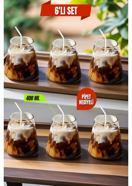 6 Adet Borosilikat Japon Sunum, Kahve Bardağı, Meşrubat Bardağı, Isı Dayanıklı Bardak (400 Ml)