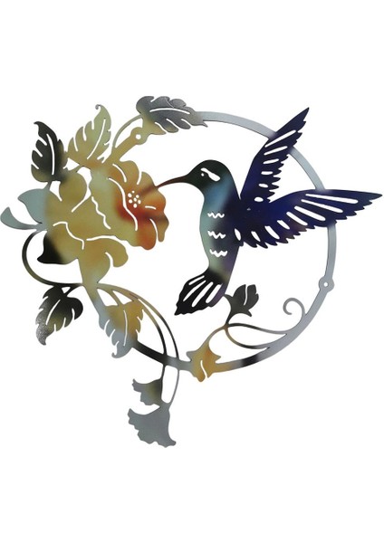 Kardinal Heykel Süsleri Açık I Metal Kuş Heykel Sundurma Mavi Sarı 31.5X32X0.8CM (Yurt Dışından)