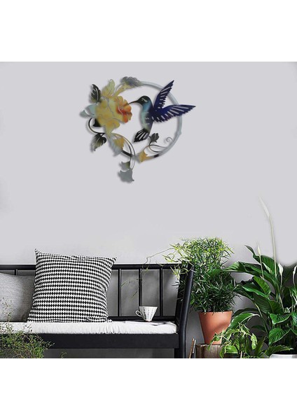 Kardinal Heykel Süsleri Açık I Metal Kuş Heykel Sundurma Mavi Sarı 31.5X32X0.8CM (Yurt Dışından) modelleri