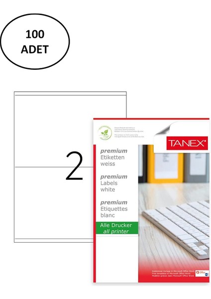 Tanex TW-2302 Laser Etiket 210X140 mm 100 Lü