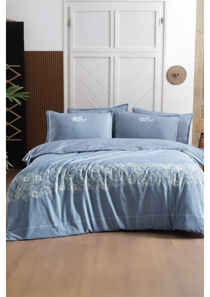 Sedona Mavi Pamuk Fancy Poplin Çift Kişilik Nevresim Takımı fiyatları
