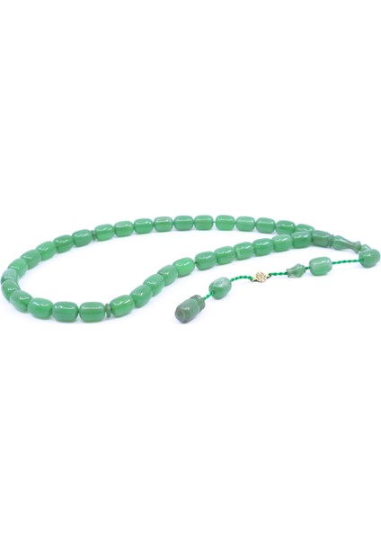 Kapsül Kesim Sıkma Kehribar Tesbih - Zümrüt Yeşil 8,5 x 12 mm