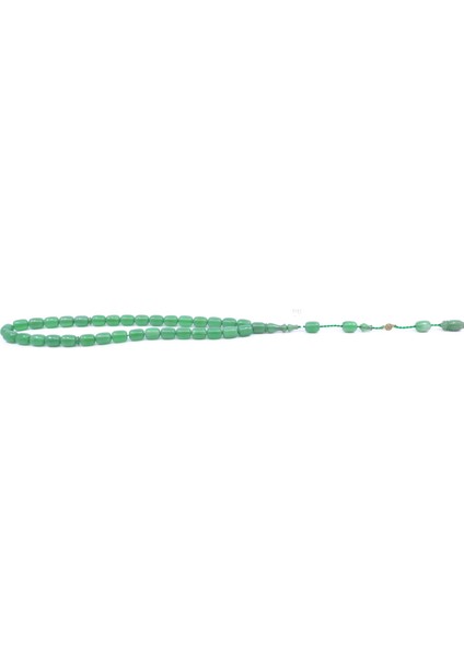 Kapsül Kesim Sıkma Kehribar Tesbih - Zümrüt Yeşil 8,5 x 12 mm