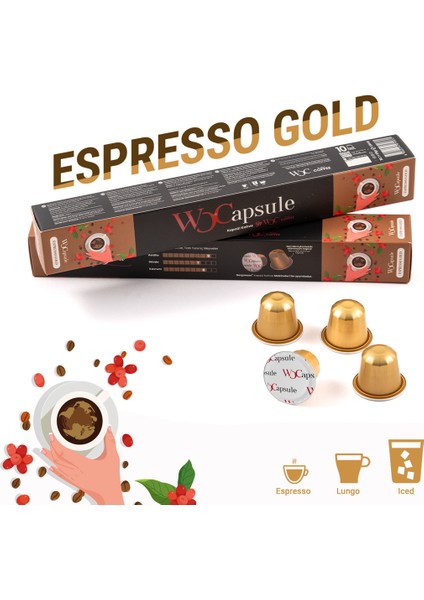 Wocapsule Espresso Gold Nespresso Uyumlu Kapsül Kahve 10'lu Kutu