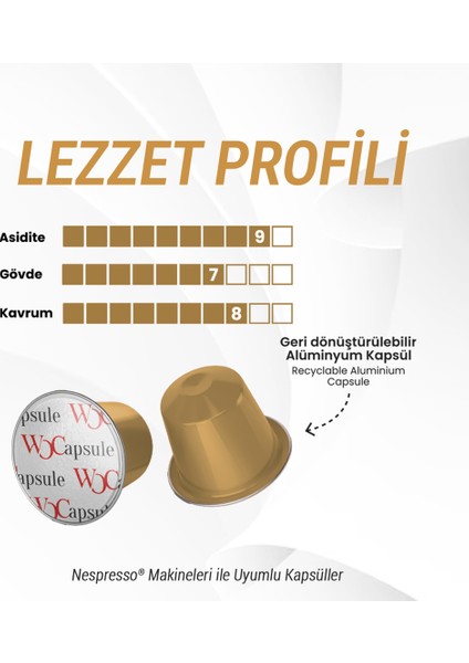 Wocapsule Espresso Gold Nespresso Uyumlu Kapsül Kahve 10'lu Kutu