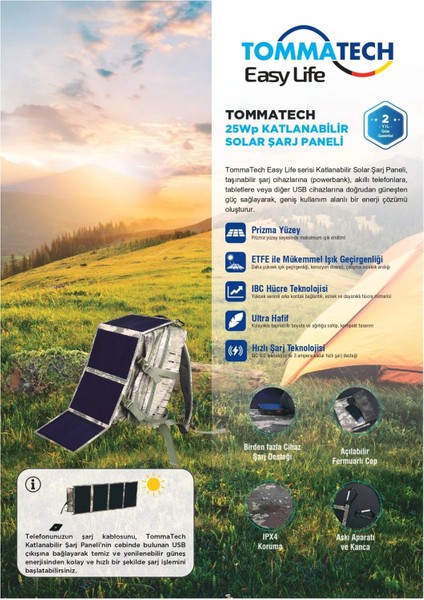 25Wp Katlanabilir Solar Şarj Paneli
